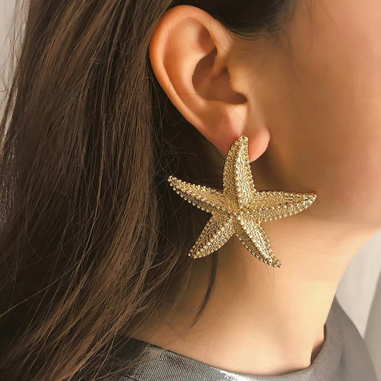 Gold Starfish Stud Earrings