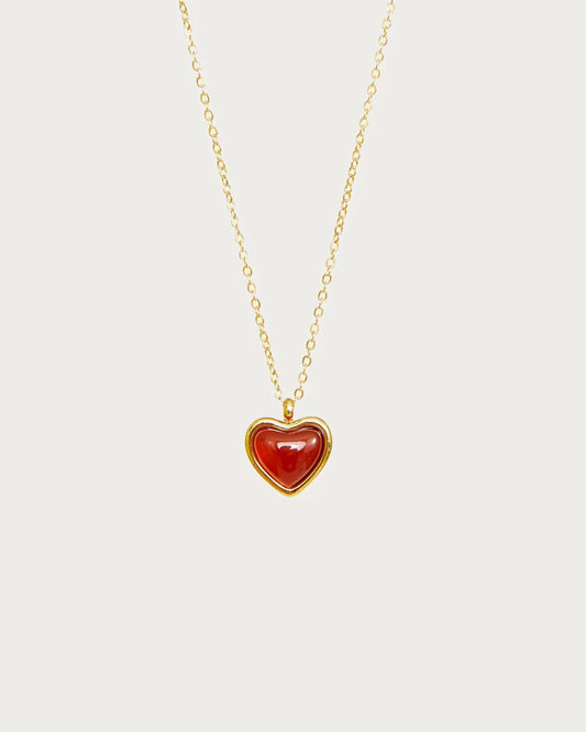 Carnelian Stone Heart Necklace